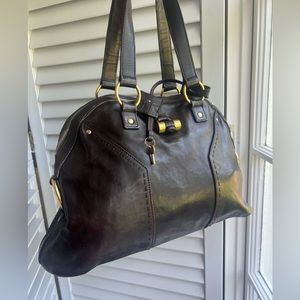 YSL | Yves Saint Laurent Large Muse Leather Handbag | Dark Brown | Authentic